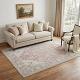 5' X 8' Pink And Gray Medallion Area Rug