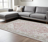 8' X 10' Pink And Gray Medallion Area Rug