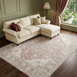 8' X 10' Pink And Gray Medallion Area Rug