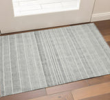 3' X 5' Ivory Black And Gray Geometric Flatweave Handmade Distressed Area Rug With Fringe
