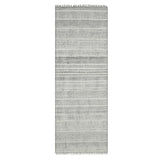 8' Ivory Black And Gray Geometric Flatweave Handmade Distressed Runner Rug With Fringe