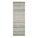 8' Gray And Brown Striped Flatweave Handmade Distressed Runner Rug With Fringe
