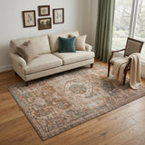 6' X 8' Beige Gray and Taupe Medallion Power Loom Area Rug