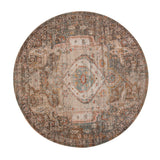 6' Beige Gray and Taupe Medallion Power Loom Round Rug