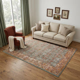 6' X 8' Teal And Orange Medallion Area Rug