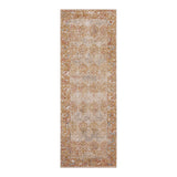 7' Beige Orange And Teal Southwestern Runner Rug
