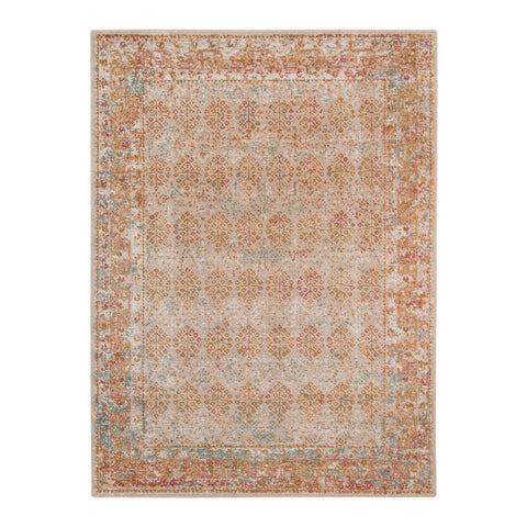 6' X 8' Beige And Orange Southwestern Area Rug