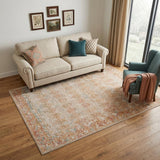 6' X 8' Beige Orange And Teal Southwestern Area Rug