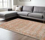 6' X 8' Beige And Orange Southwestern Area Rug