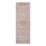7' Ivory And Yellow Oriental Runner Rug