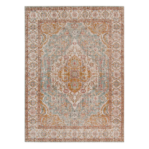 5' X 8' Orange Oriental Area Rug