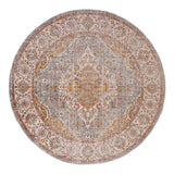 6' Orange Oriental Distressed Round Rug