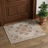 2' X 3' Beige Rust And Teal Medallion Area Rug