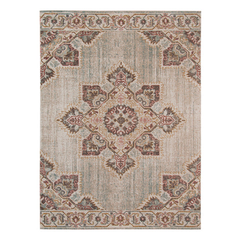 6' X 8' Beige And Rust Medallion Area Rug