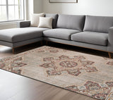 6' X 8' Beige And Rust Medallion Area Rug