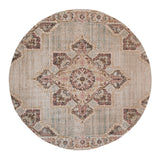 6' Beige And Rust Medallion Round Rug