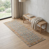 7' Teal Red And Orange Floral Runner Rug