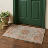 2' X 3' Teal Red And Orange Medallion Area Rug