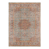 6' X 8' Teal Red and Orange Medallion Power Loom Area Rug