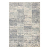 5' X 8' Gray Light Blue And Ivory Geometric Area Rug