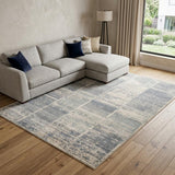 6' X 9' Gray Light Blue And Ivory Geometric Area Rug