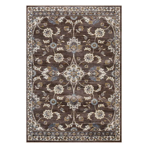 2' X 3' Ivory Blue And Brown Floral Area Rug