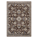 10' Ivory Blue And Brown Floral Runner Rug