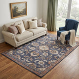 5' X 8' Ivory Orange And Dark Gray Floral Area Rug