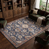 8' X 10' Ivory Orange And Dark Gray Floral Area Rug