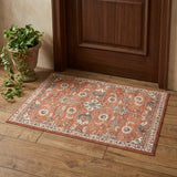 2' X 3' Ivory Blue And Orange Floral Area Rug