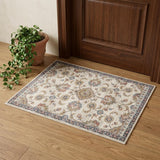2' X 3' Ivory Tan And Blue Floral Area Rug