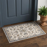 2' X 3' Ivory Charcoal And Blue Floral Area Rug