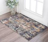 2' X 3' Ivory Orange And Dark Gray Abstract Area Rug