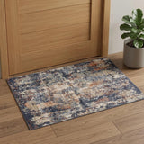 2' X 3' Ivory Orange And Dark Gray Abstract Area Rug