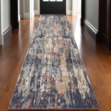 10' Ivory And Orange Abstract Runner Rug