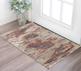 2' X 3' Beige Rust And Blue Abstract Area Rug