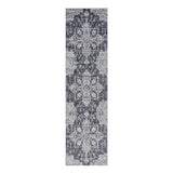 10' Ivory Gray And Purple Floral Medallion Runner Rug