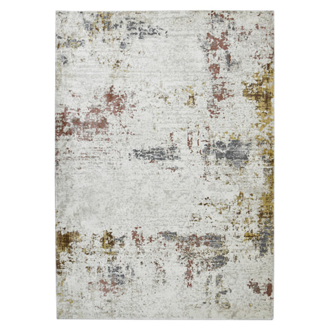 2' X 3' Ivory Red And Gold Abstract Area Rug