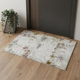 2' X 3' Ivory Red And Gold Abstract Area Rug