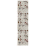 10' Ivory Red And Gold Abstract Runner Rug