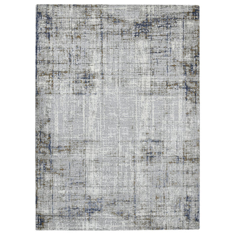 2' X 3' Ivory Blue And Gray Abstract Area Rug