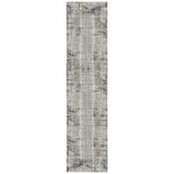 10' Ivory Blue And Gray Abstract Runner Rug