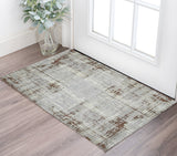 2' X 3' Ivory Red And Gray Abstract Area Rug