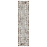 10' Ivory Red And Gray Abstract Runner Rug