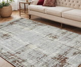5' X 8' Ivory Red And Gray Abstract Area Rug