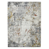 5' X 8' Ivory Gray And Gold Abstract Area Rug