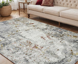 5' X 8' Ivory Gray And Gold Abstract Area Rug