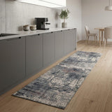8' Gray and Ivory Abstract Power Loom Runner Rug