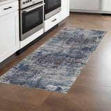 8' Ivory And Gray Abstract Runner Rug