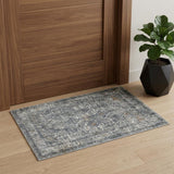 2' X 3' Ivory Gray And Rust Oriental Area Rug